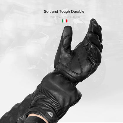 Leather Touchscreen Motorcycle Gloves - Warm & Durable